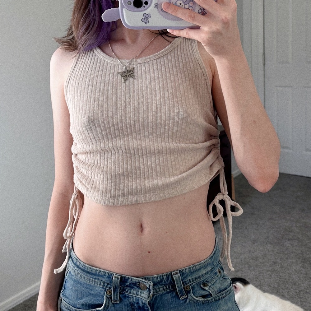 SOLD scrunch Side Tie Crop Top